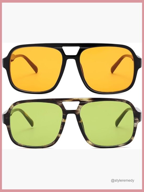 Vintage Square Sunglasses with UV400 Protection, Acetate Frame main image 4